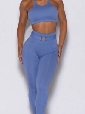 Bombshell Sportswear Belted Leggings Size Small Blue